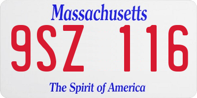 MA license plate 9SZ116