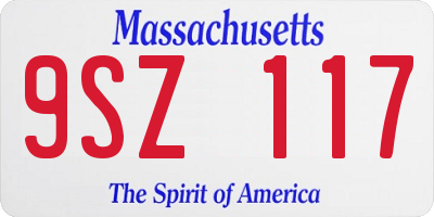MA license plate 9SZ117