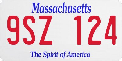 MA license plate 9SZ124