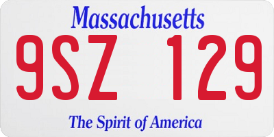 MA license plate 9SZ129