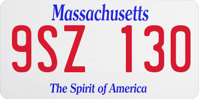 MA license plate 9SZ130