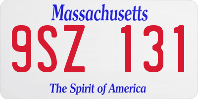MA license plate 9SZ131
