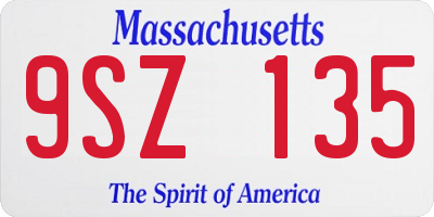 MA license plate 9SZ135