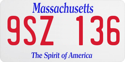 MA license plate 9SZ136