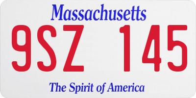 MA license plate 9SZ145