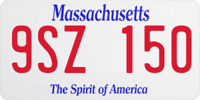 MA license plate 9SZ150