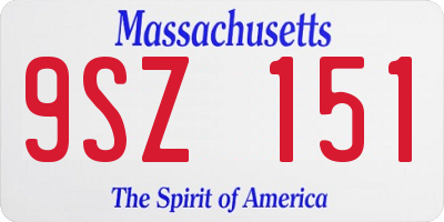 MA license plate 9SZ151