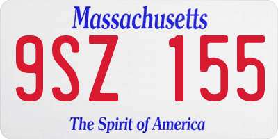 MA license plate 9SZ155