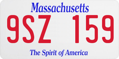 MA license plate 9SZ159