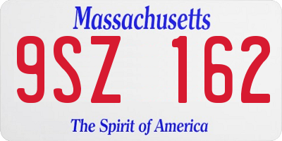 MA license plate 9SZ162