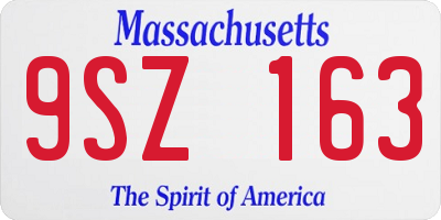 MA license plate 9SZ163