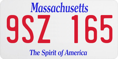 MA license plate 9SZ165
