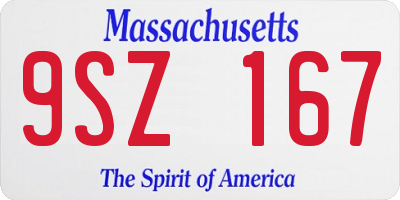 MA license plate 9SZ167