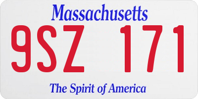MA license plate 9SZ171