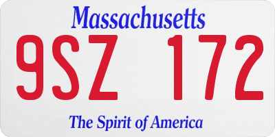 MA license plate 9SZ172