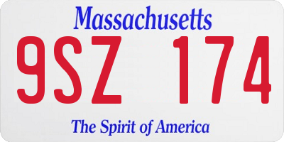 MA license plate 9SZ174