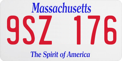 MA license plate 9SZ176