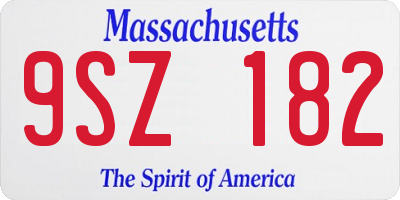 MA license plate 9SZ182
