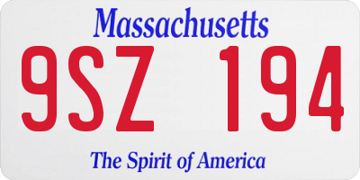 MA license plate 9SZ194