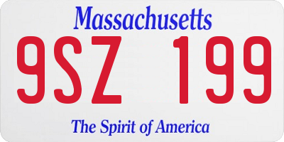 MA license plate 9SZ199