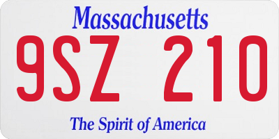 MA license plate 9SZ210