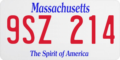MA license plate 9SZ214