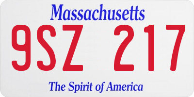 MA license plate 9SZ217