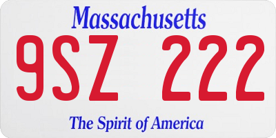 MA license plate 9SZ222