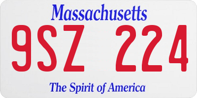 MA license plate 9SZ224
