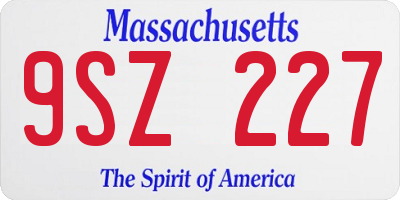 MA license plate 9SZ227