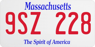 MA license plate 9SZ228