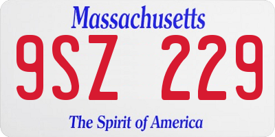 MA license plate 9SZ229