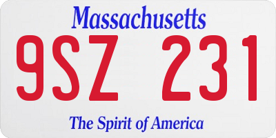 MA license plate 9SZ231