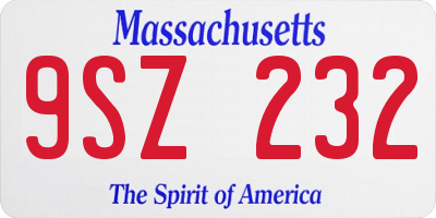 MA license plate 9SZ232