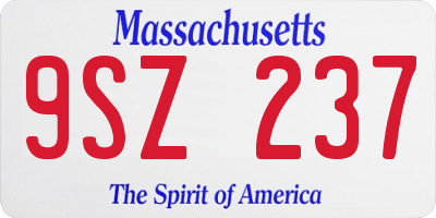 MA license plate 9SZ237