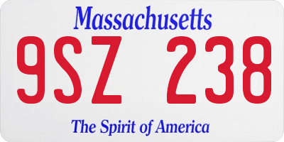 MA license plate 9SZ238