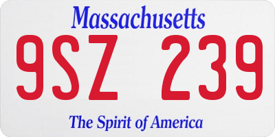 MA license plate 9SZ239