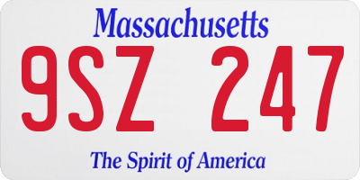 MA license plate 9SZ247