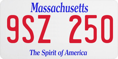 MA license plate 9SZ250