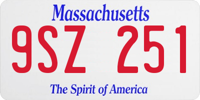 MA license plate 9SZ251