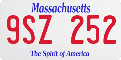 MA license plate 9SZ252