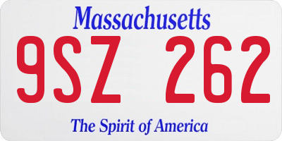 MA license plate 9SZ262