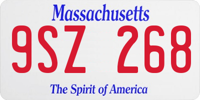 MA license plate 9SZ268