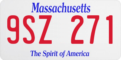 MA license plate 9SZ271