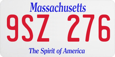 MA license plate 9SZ276