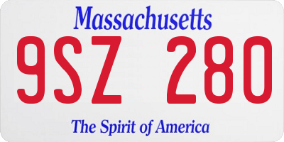 MA license plate 9SZ280