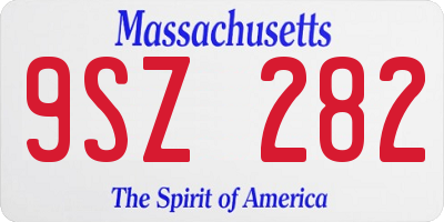 MA license plate 9SZ282