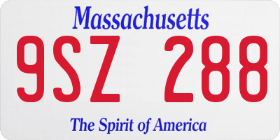 MA license plate 9SZ288