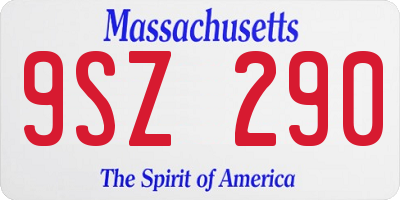 MA license plate 9SZ290