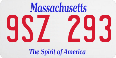 MA license plate 9SZ293